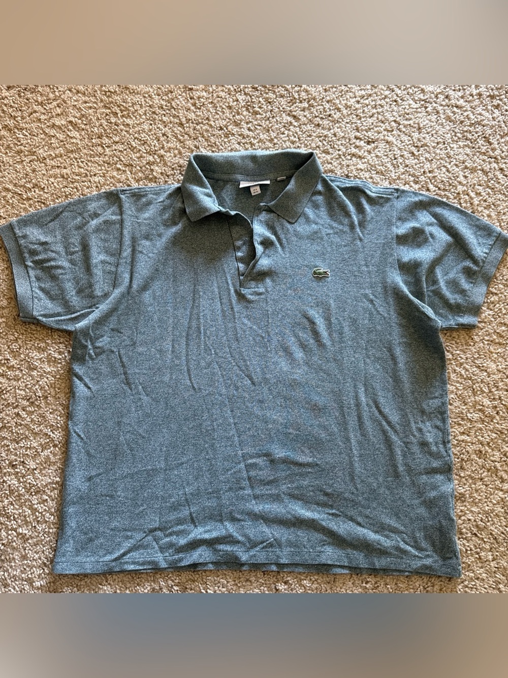 Lacoste Men's Heather Teal Polo Shirt with Croc Emblem